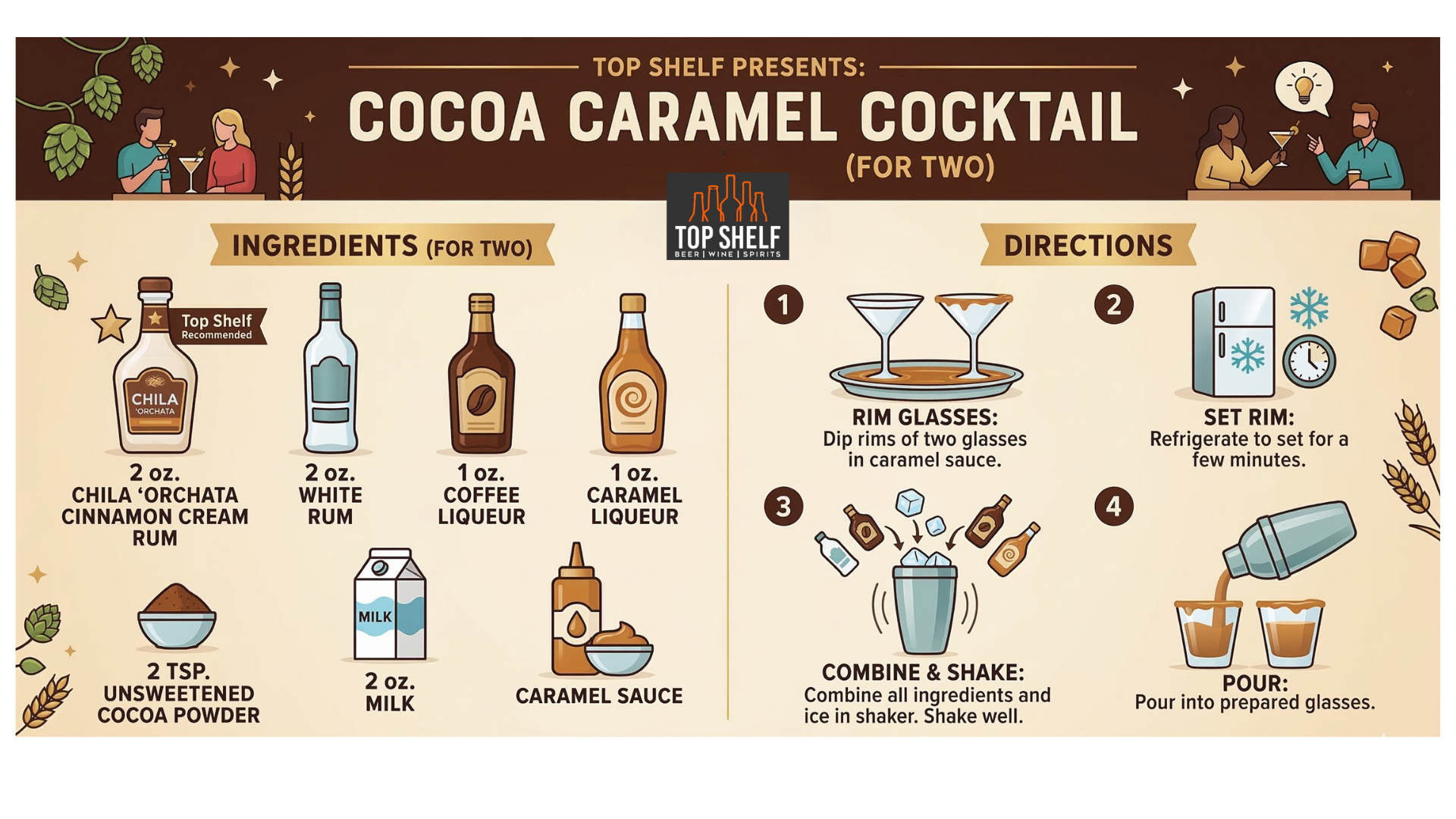 Cocoa caramel cocktail recipe with Chila 'Orchata Cinnamon Cream Rum