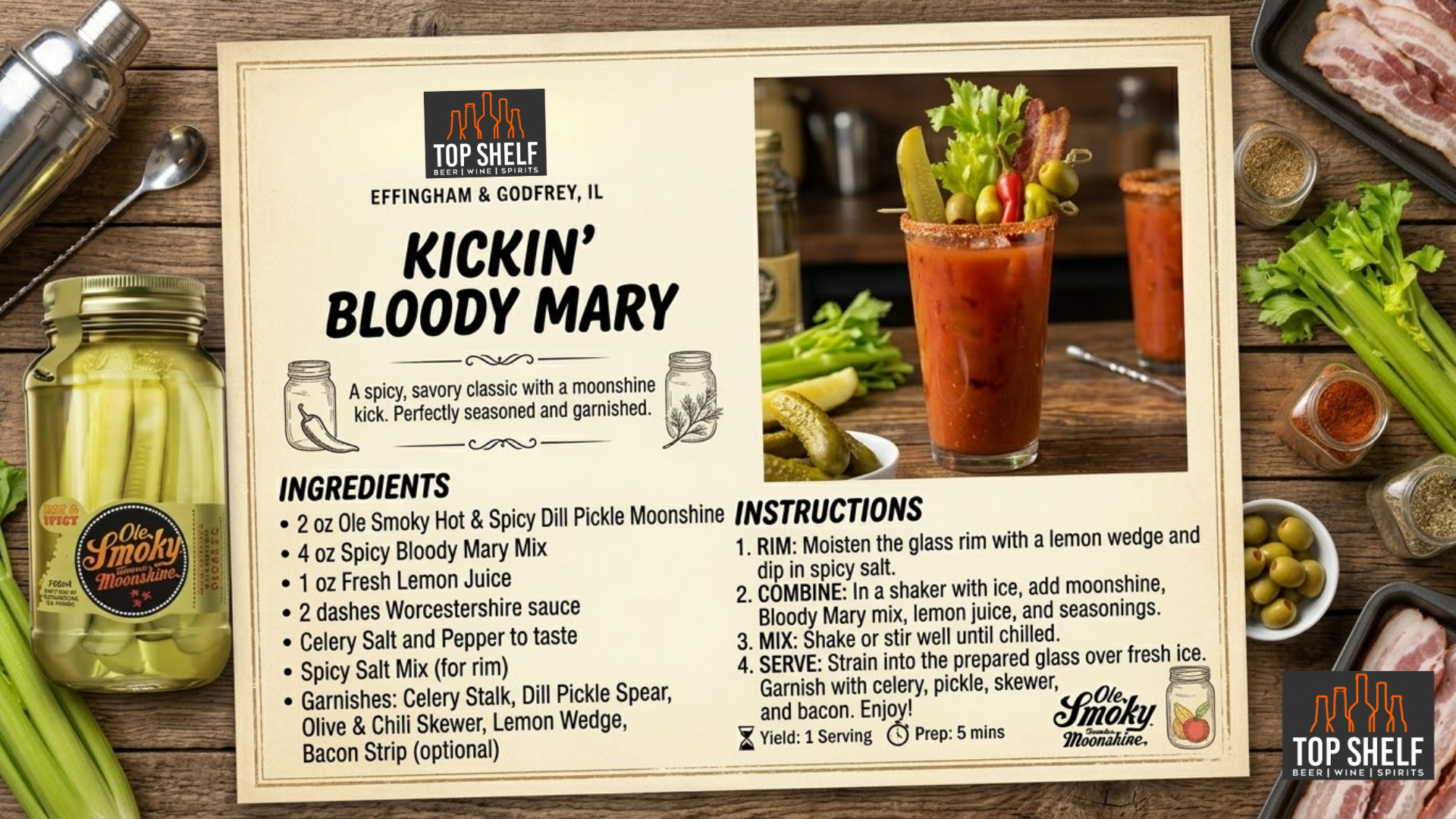 Kickin' bloody mary recipe wiht moonshine 