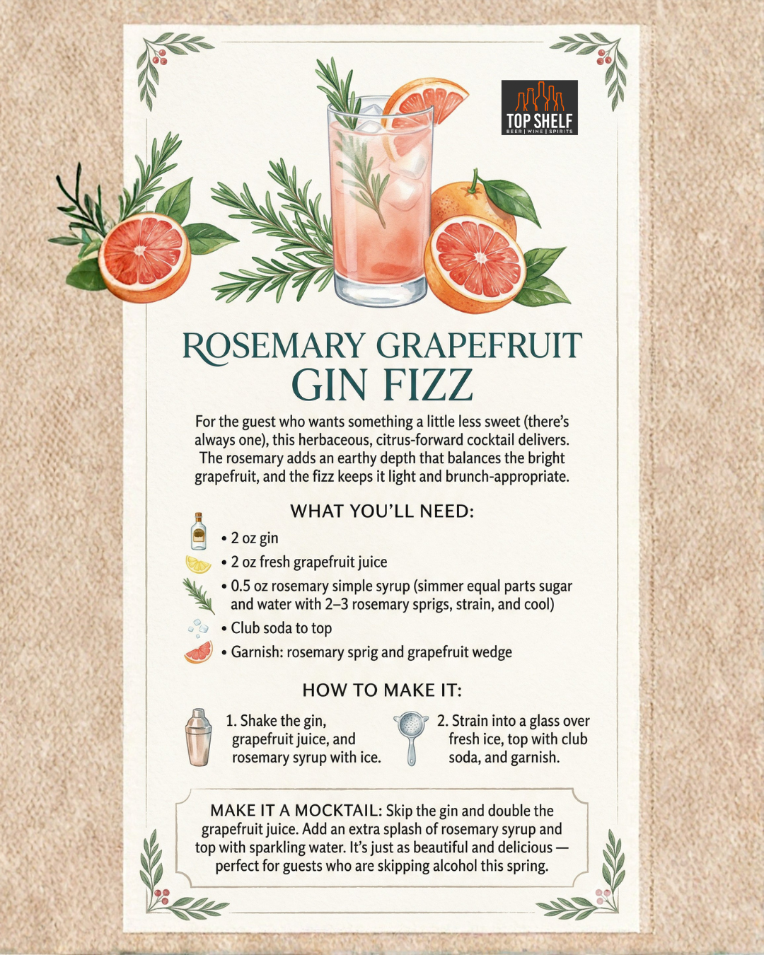 Rosemary Grapefruit Gin Fizz recipe