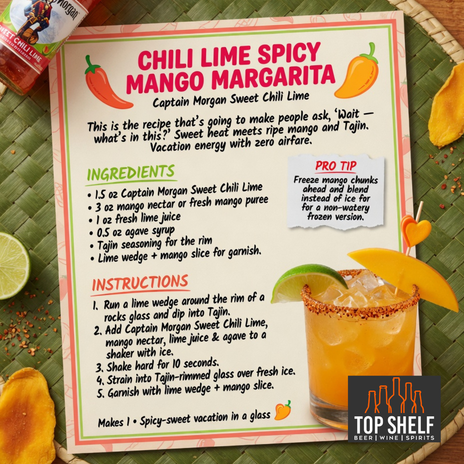 Chili Lime Spicy Mango Margarita (Captain Morgan Sweet Chili Lime)
