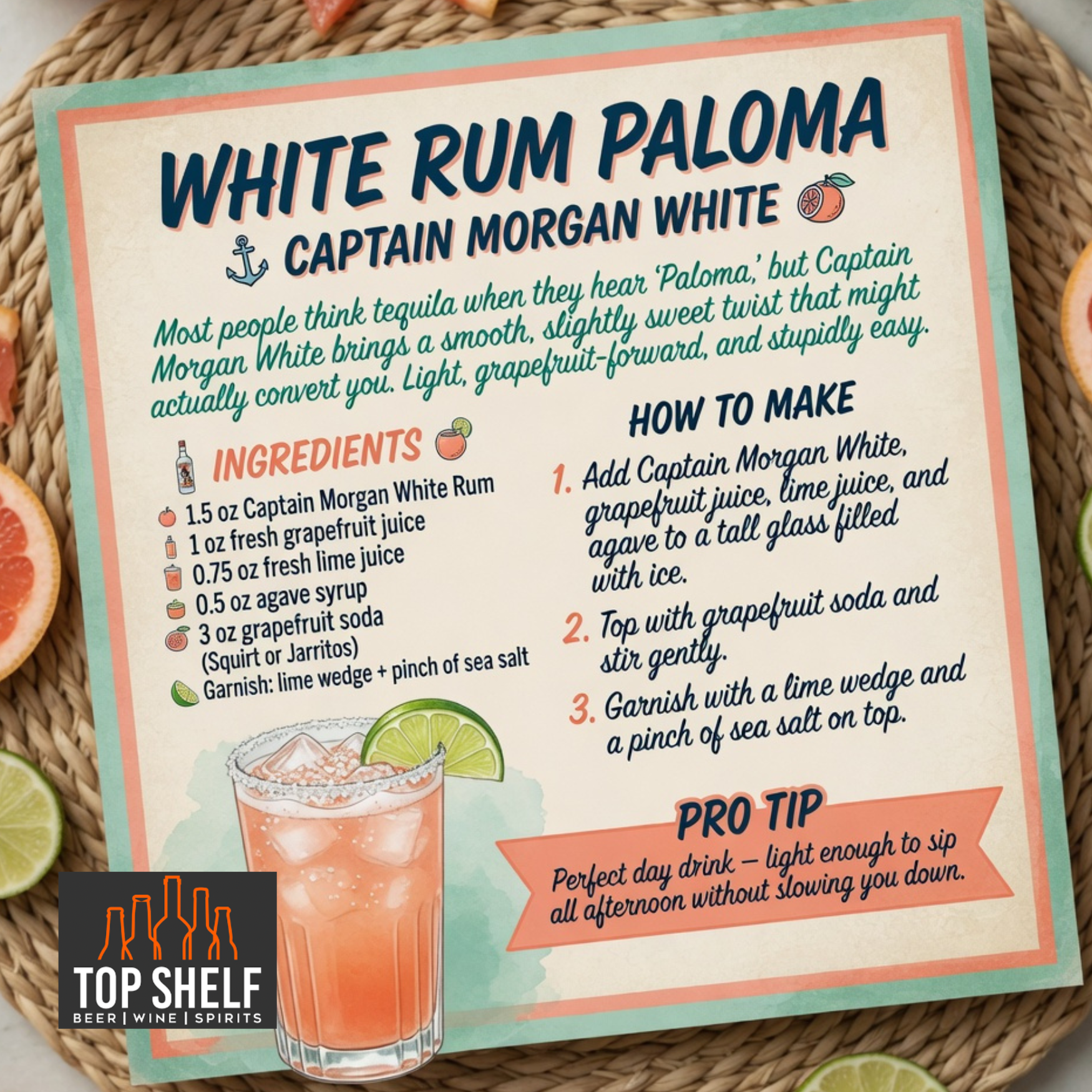 White Rum Paloma (Captain Morgan White)

