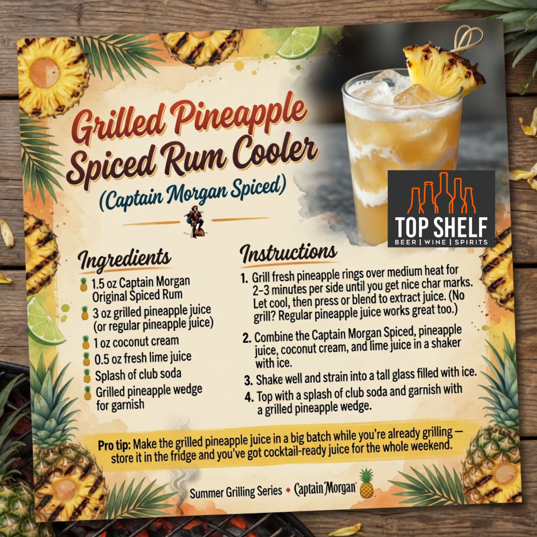 Grilled Pineapple Spiced Rum Cooler (Captain Morgan Spiced)