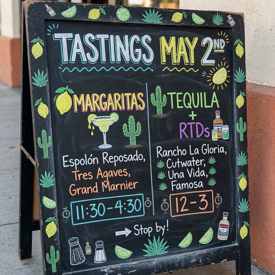 TWO free margarita tastings